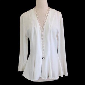 Blondie & Me Vintage Long Sleeve Button Lace Fairycore Peplum Top Large Y2K